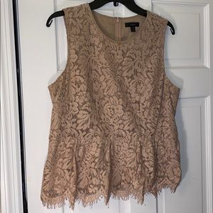 J.CREW nude fringe lace sleeveless peplum top